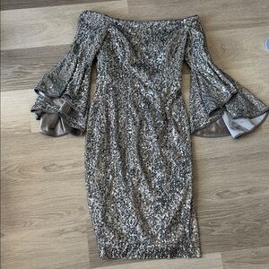 Milly Selena off-the-shoulder sequined cocktail dress